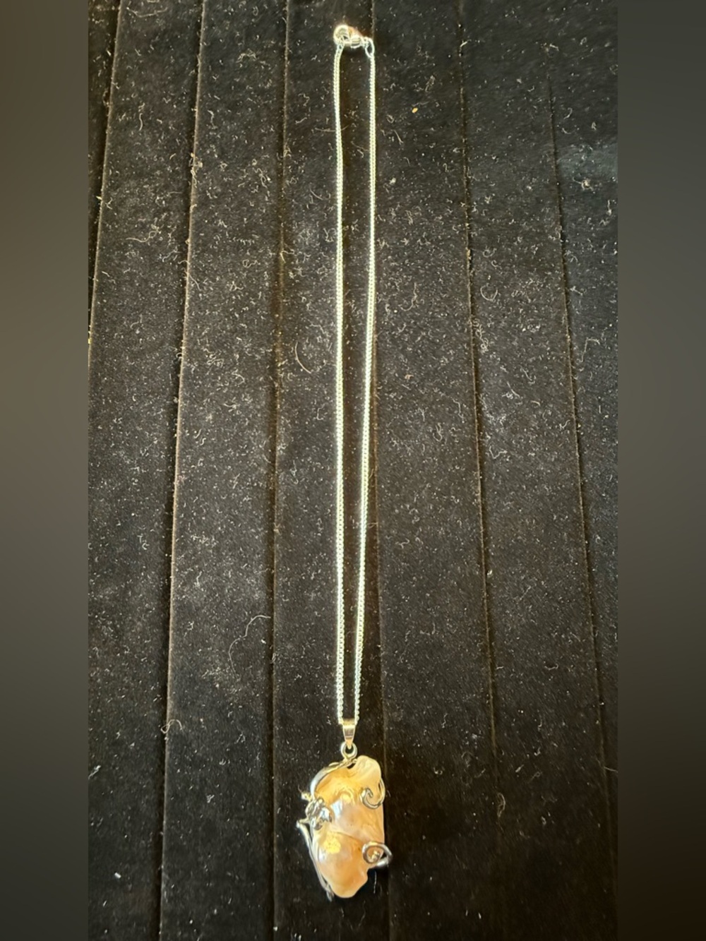 Vintage Natural Mother of Pearl pendant with 18k Gold frame & elegant necklace